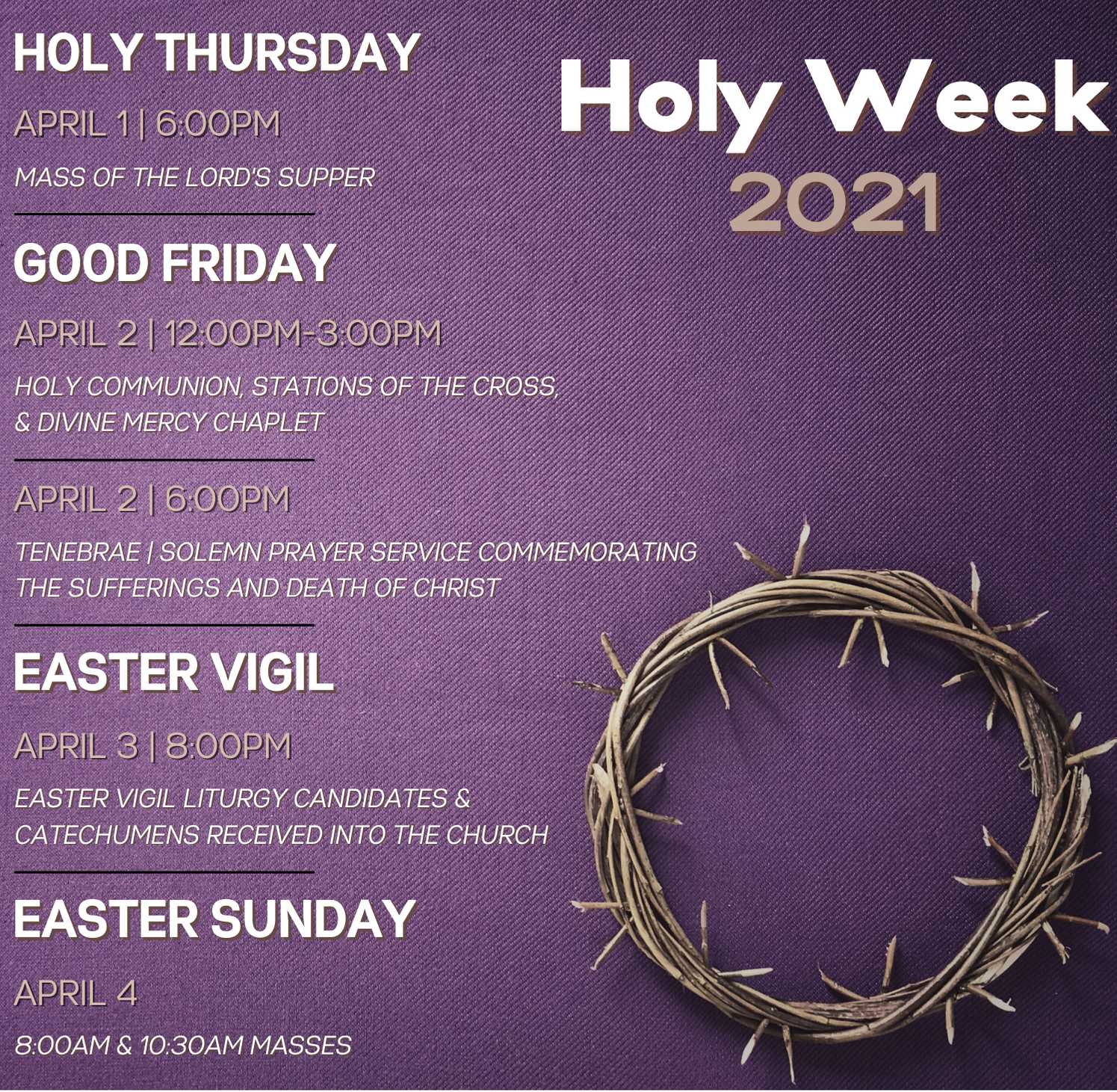 Copy Of Easter Triduum Schedule 1