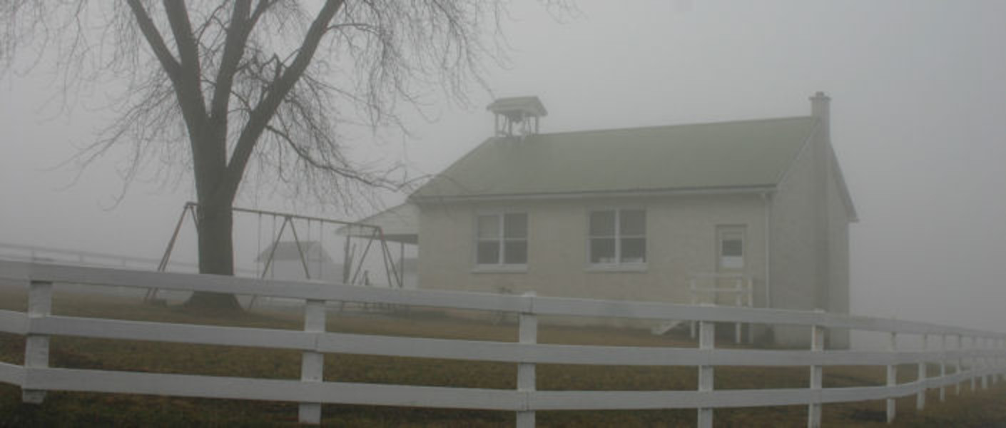 Amish School In Fog