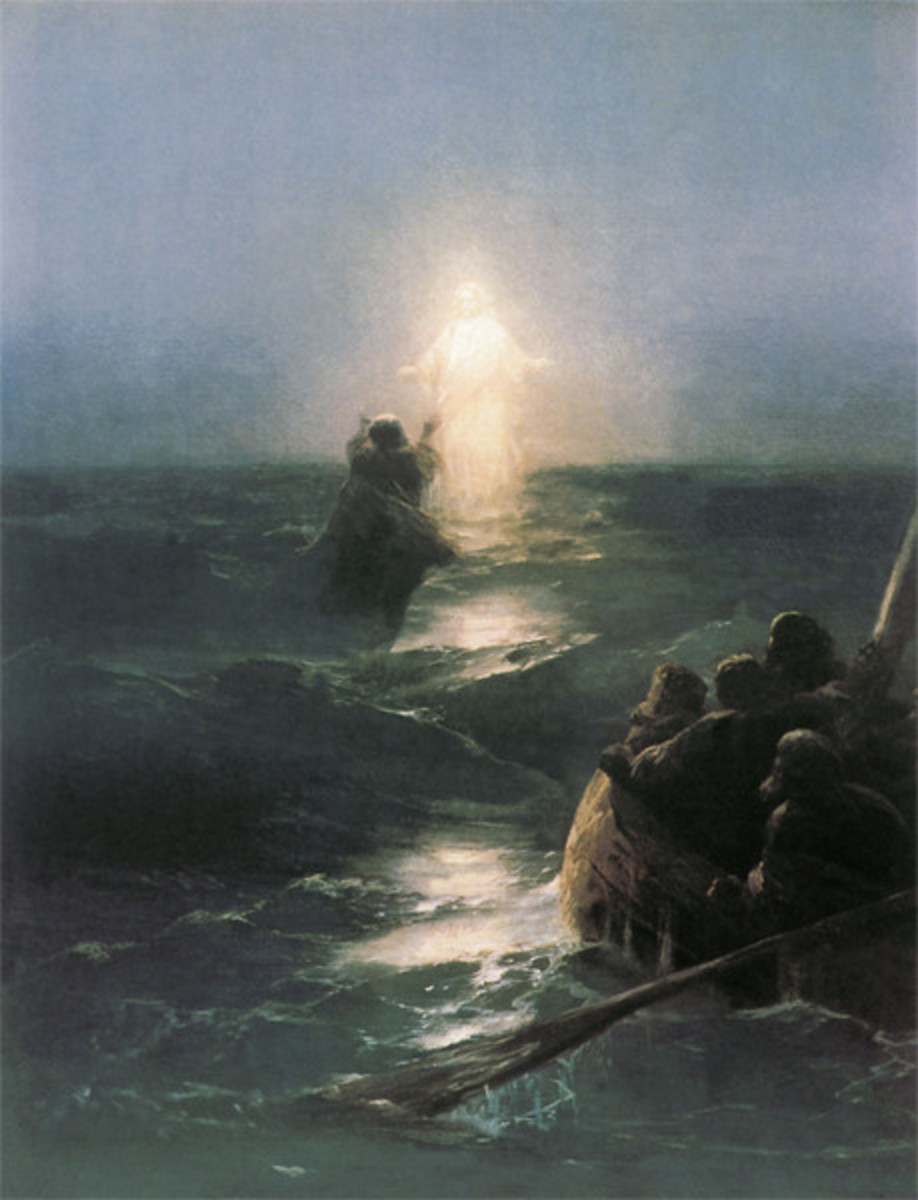 Jesus walks on water, Ivan Aivazovsky, public domain
